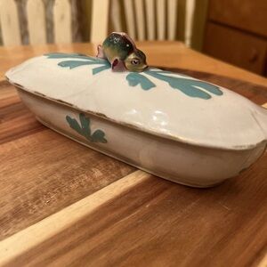 Antique Toothbrush Holder Razor Box Victorian Gold Trim 9inch